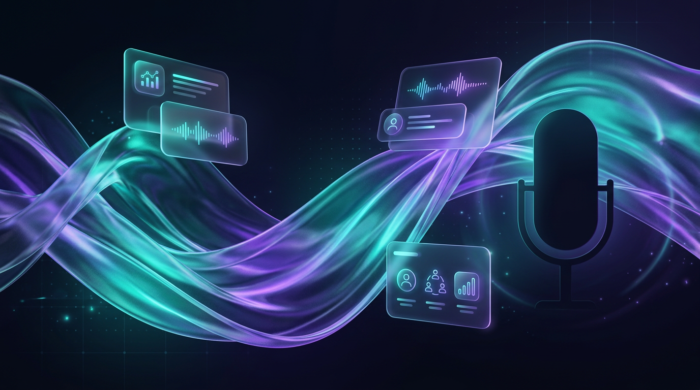 Abstract visualization of voice AI and connected workflows